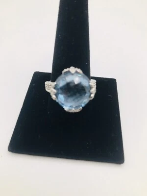 Anillo de espinela azul Judith Ripka de plata esterlina creado en laboratorio talla 11 Foto 1 de 4