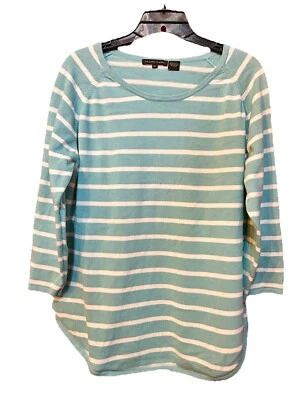 Top Pullover Jeanne Pierre Azul Claro Blanco Rayas Algodón Talla XL Preppy Deportivo Foto 1 de 4