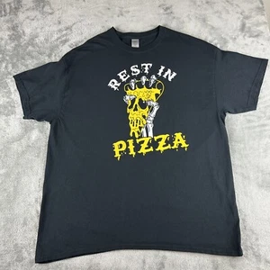 Mens Rest In Pizza Tshirt Funny Skeleton Halloween Tee Size XL Black - Picture 1 of 9