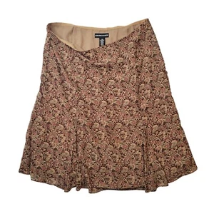 Norton McNaughton Floral Print A-Line Midi Skirt Elegant Brown Sz 18 Boho Retro - Picture 1 of 9