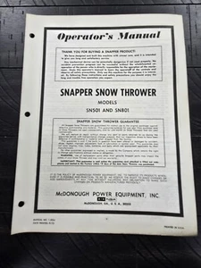 Snapper SN501 y SN801 Lanzador de Nieve Soplador Operador Ilustrado Manual de Piezas - Imagen 1 de 3