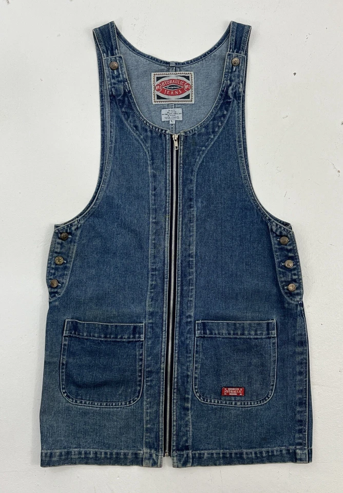 Vestido Falda Denim Jeans Hidráulicos Vintage Cremallera Completa Frontal Azul Para Mujer L Foto 1 de 4