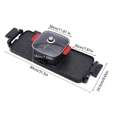 Used 1100W*2  Electric 2 in 1 Hot Pot BBQ Oven Smokeless + Barbecue Pan Grill - Image 1 of 4