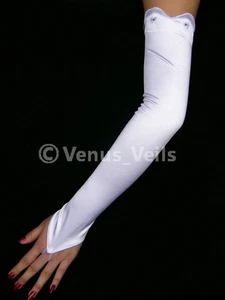 18" Ivory Bridal Wedding Fingerless Rhinestones Gloves - Picture 1 of 2