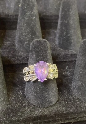 STERLING Signed 925 FEBRUARY BIRTHSTONE JUDITH JACK BAND SIZE 7, 7.09g C11 - Изображение 1 из 4