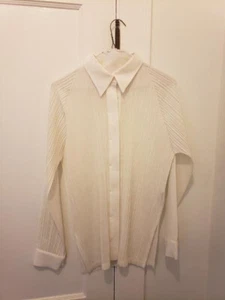 Issey Miyake Ivory Shirt Pleated Beautiful and Classic Women Size Medium - Picture 1 of 9