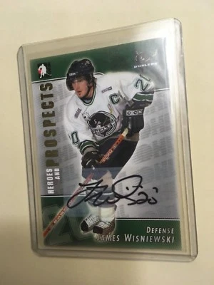 04 ITG James Wisniewski AUTÓGRAFO A-JWI PLYMOUTH WHALERS WHL chl Heroes Prospect Foto 1 de 2