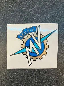 MV Agusta - 2x vinyl self adhesive decal 135x115mm (Gold & Blue on clear) - Picture 1 of 1