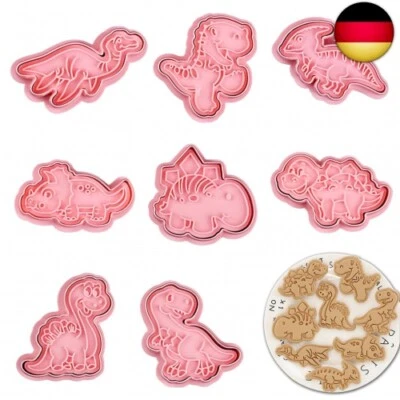 8 Stück Ausstechförmchen Dinosaurier, Dino Keksausstecher, Plätzchenformen für K - Bild 1 von 4
