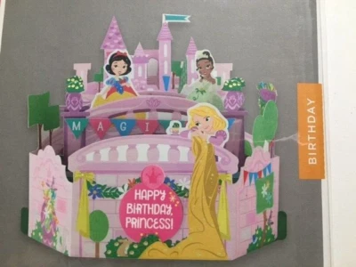 Hallmark Wonderfolds Pop-up Birthday Card - Disney Princess  Snow Tiana Rapunzel - Image 1 of 4