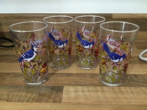 Luminarc Set of Four Vintage Service Canada Glass Tumblers Bird Pattern - Picture 1 of 3