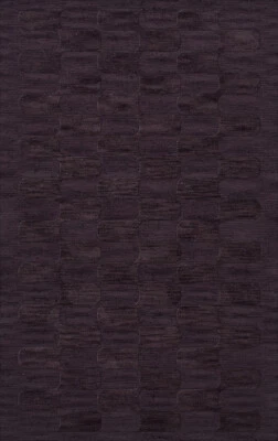Purple Transitional Hand Hooked Waves Curves Blocks Area Rug Geometric DV9 - Image 1 of 2