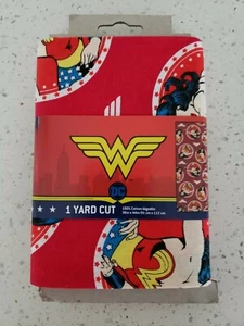 Wonder Woman Circles Logo DC Comics Red Cotton Fabric 1 Yard 36"x 44" Sew Quilt  - Picture 1 of 2