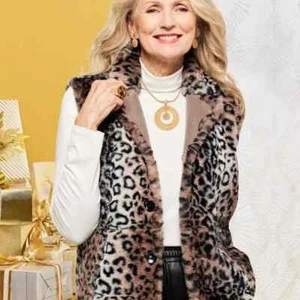 NWOT- Draper's & Damon's Just Faux Fun Reversible Leopard Print Vest - Size Med - Picture 1 of 11