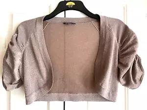 Ladies Coast Shrug Cover Up Light Brown Silver size 10 - Picture 1 of 11
