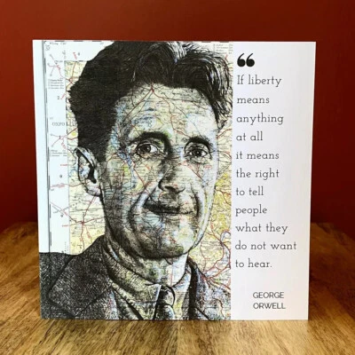 THE ART OF THE NORTH George Orwell Greeting Card from Pen Drawing on map .Blank Inside
