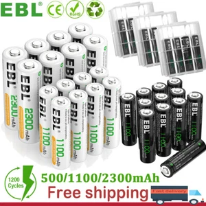 EBL 1.2V AA AAA 500/1100/2300mAh NI-MH/NI-CD Rechargeable Battery with Box Lot - Picture 1 of 44