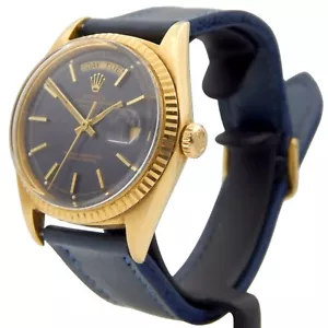 Rolex Day-Date 1803 - Blue Pie Pan Dial - 18k Gold Elegance (Vintage 1970s) - Picture 1 of 9