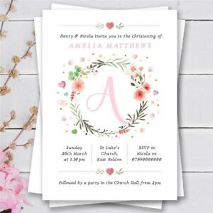 25 Personalised christening baptism naming day birthday invitations girl pink