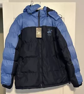 Beverly Hills Polo Club Mens XL Puff Jacket Blue Winter Coat w/ Removable Hood - Picture 1 of 15