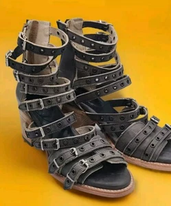 Freebird Casandra Damen-Ledersandalen mit Riemchen grau/taupe Größe 9 - Bild 1 von 9