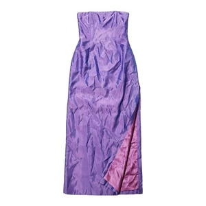 VTG Gunne Sax Maxi Dress Juniors 7 Purple Side Slit Boned Rhinestone Ball Gown - Picture 1 of 12