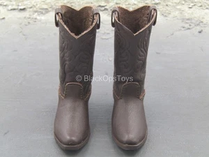 1/6 Scale Toy Western Gear - Brown Leather 1920's John Wayne Boots (Foot Type) - Picture 1 of 4