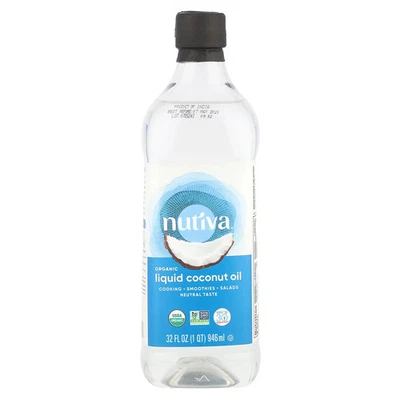 Aceite de coco líquido orgánico Nutiva Classic 32 fl oz 946 ml sin hexano, sin OGM, Foto 1 de 3