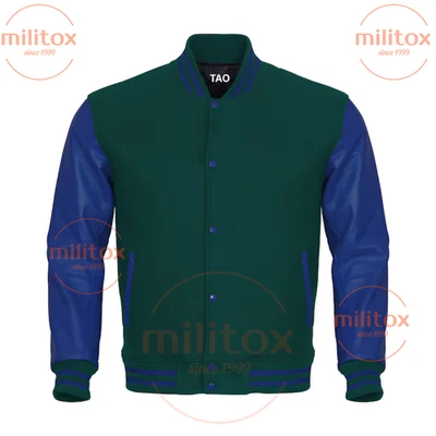 Varsity Jacket – Wool Body & Leather Sleeves | Premium Quality, Free Shipping, - Image 1 of 3