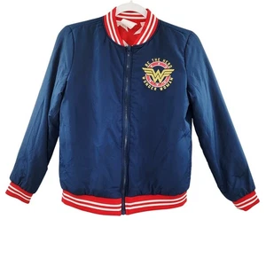 DC Comics Wonder Woman Reversible Bomber Jacket Logo Girl's Youth Size XL - Picture 1 of 12
