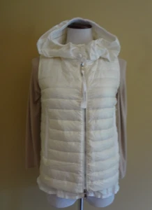 Giubbotto donna Moncler avorio longue stagione leggero piumino con cappuccio taglia 0 - Foto 1 di 13
