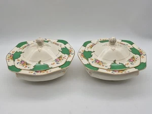 2x Vintage James Kent Sandringham Floral Porzellan Terrine Deckel Servierschale - Bild 1 von 19