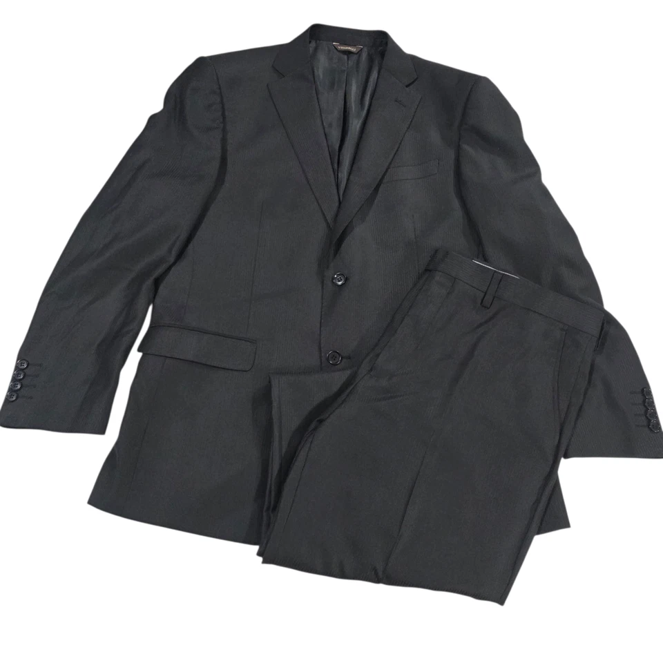 Vitarelli Italy Suit Set Mens Black S42R Solid Lined Viscose Two Front Button - Image 1 of 4