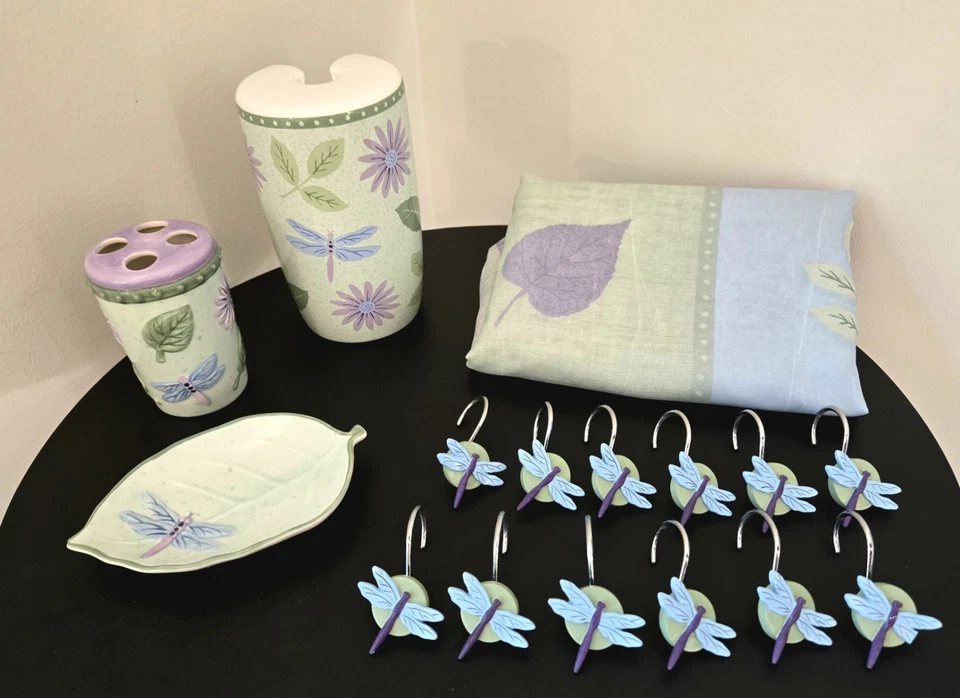 Favorite Things Dragonfly & Floral Garden Collage Bathroom Set - Image 1 of 4