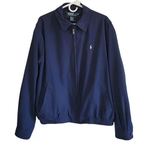 Vtg Polo Ralph Lauren Windbreaker Jacket L Blue Zip Chin Strap Preppy Bomber - Picture 1 of 22