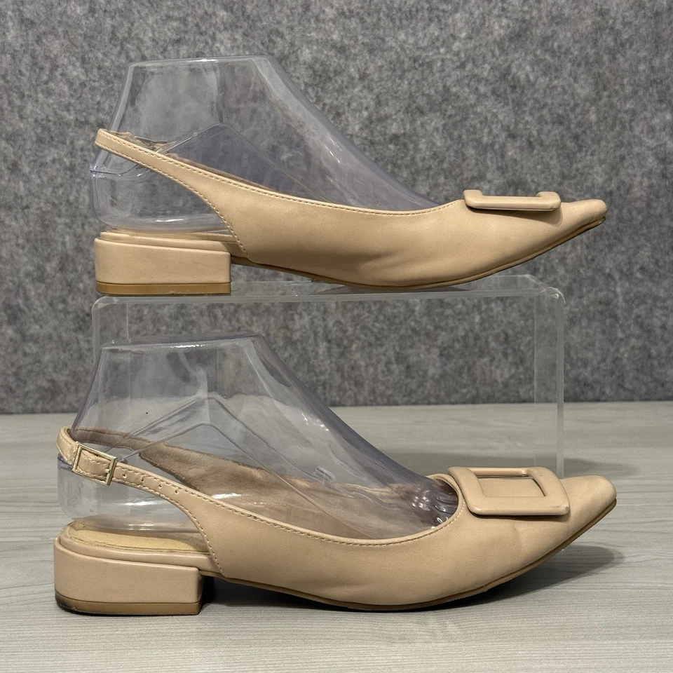 Chinese Laundry Women’s Size 7 Slingback Flats Beige Pointed Toe Low Heel Nude - Image 1 of 4
