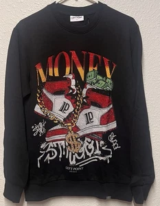 Sweatshirt Money Left Point - Rhinestone Size Medium Crewneck - Picture 1 of 6