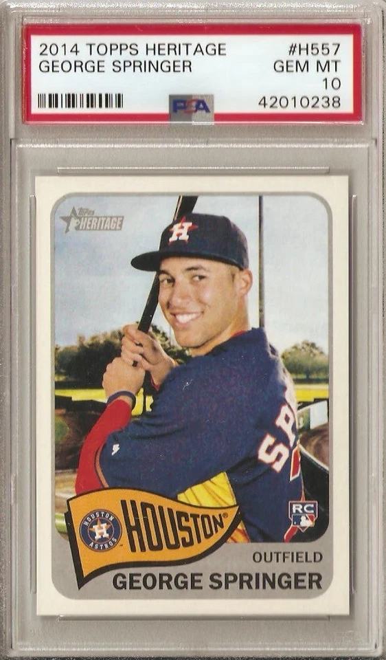 George Springer RC PSA 10 Gem Mint 2014 Heritage Rookie Card #H557 Blue Jays - Image 1 of 1