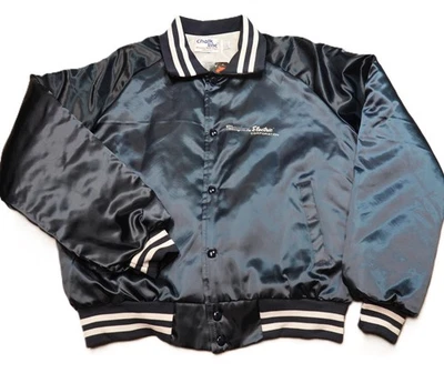 Vintage Chalk Line Simplex Electric Satin Bomber Jacket LARGE Blue USA Made NWT - Image 1 of 4