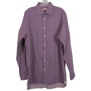 PINK Thomas Pink Long Sleeve Dress Shirt Mens 16.5 36.5 Pink Purple Gingham - Picture 1 of 16