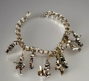 Pulsera pesada de plata esterlina Disney Charm, Mickey Mouse, Pato Donald + 7" de largo - Imagen 1 de 19