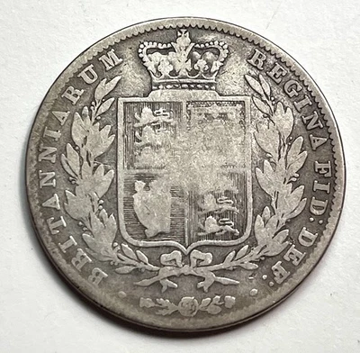 1850 Half Crown Silver Great Britain Queen Victoria AG Detail World Coin KM# 740 - Image 1 of 4