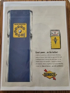 Vintage Sunoco Benzinmischung Auswahlpumpe - ganzseitige Werbung - Bild 1 von 1