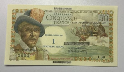 SAINT PIERRE & MIQUELON, 1 NF on 50 FRANCS ,ND(1960) Pinhole - Image 1 of 4