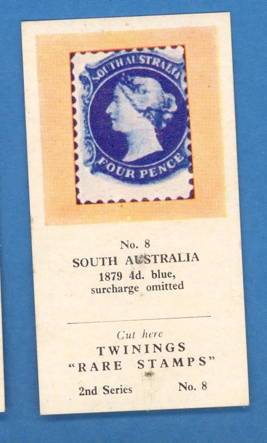 EARLY RARE STAMP TEA CARD 1879 4 d. SOUTH AUSTRALIA 3244 - Image 1 of 1
