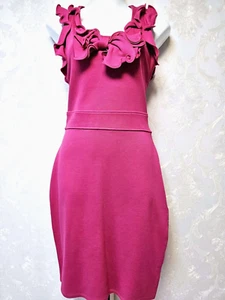 NWT RED VALENTINO Cherry Barbie Pink Ribbon Ruffle Knit Bodycon Dress M 4 6 - Picture 1 of 11