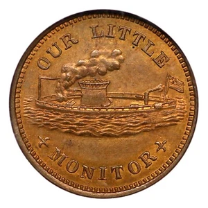 1863 F-239/422 A NGC MS 64 RD OUR LITTLE MONITOR Civil War Token - Picture 1 of 3