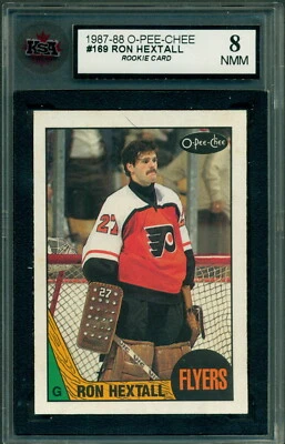 1987-88 OPC O-PEE-CHEE NHL #169 Ron Hextall Rookie Graded KSA 8 NM-MT Flyers RC - Image 1 of 2