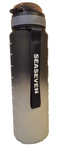 1L Water Bottle with Straw,Plastic Drinks Bottle with Time Markings black-white - Picture 1 of 9