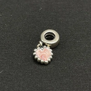 Genuine PANDORA Pink Sparkle Enamel Hear Dangle Drop 925 Silver Charm 2.4g - Picture 1 of 11